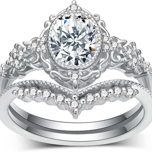 2 Carat ctw Oval-Cut Moissanite Engagement 925 Sterling...